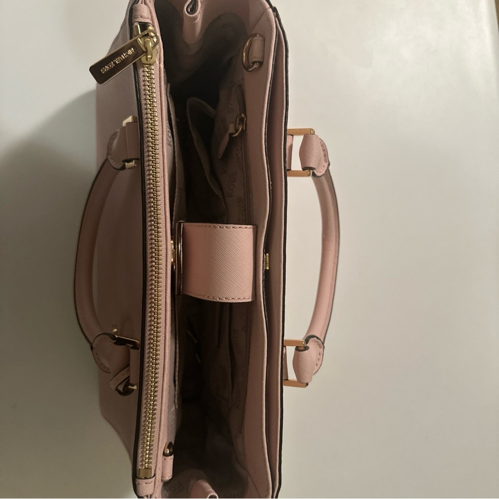 Michael Kors Kellen Saffiano  Leather Medium Satchel Blossom Pink - Picture 3 of 13